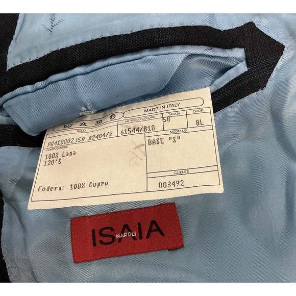 Isaia Napoli 120s Wool Windowpane Blazer Italy 58L / US 48L Luxury Sport Jacket - Picture 4 of 4